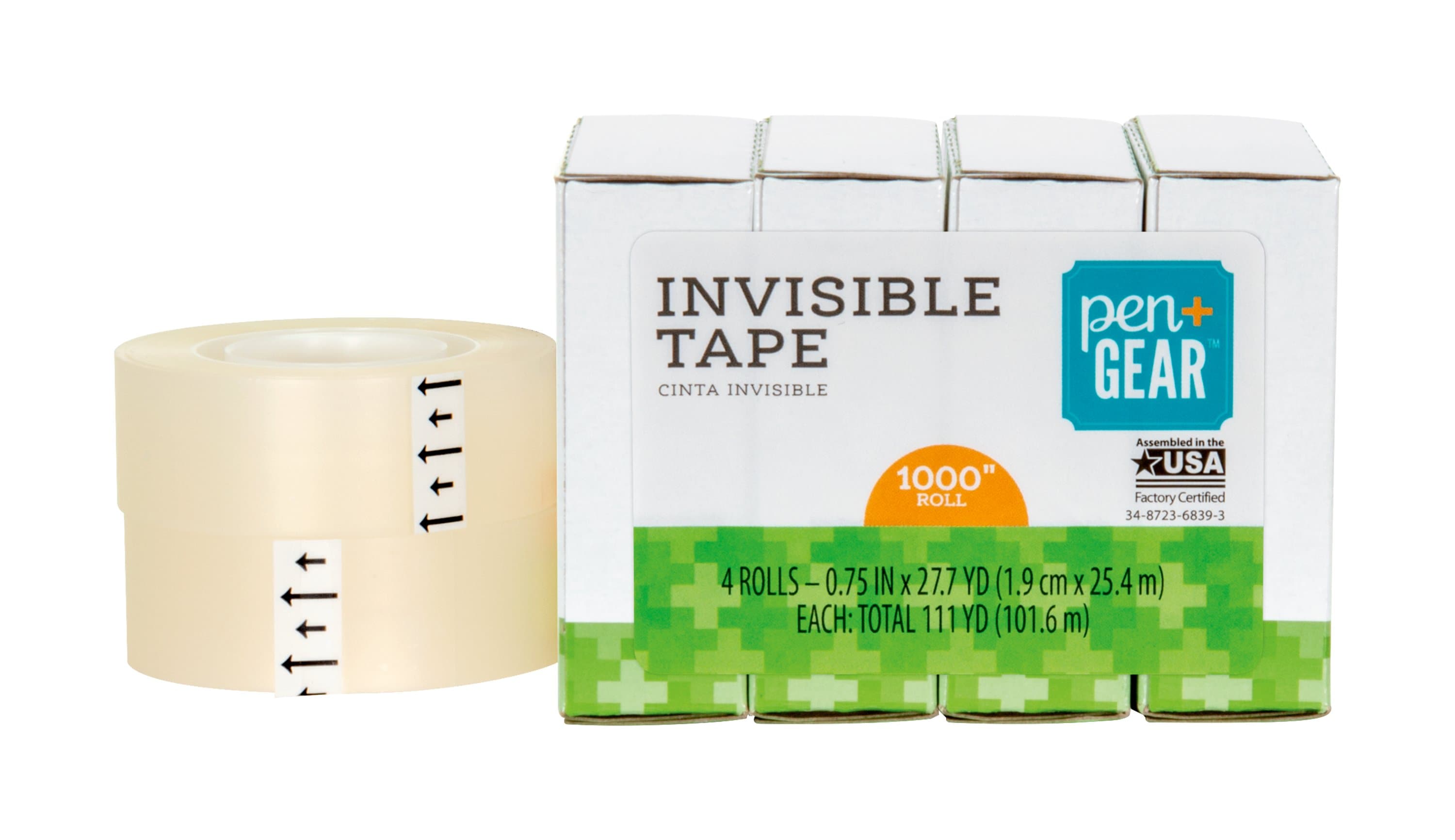 Pen + Gear Invisible Tape, Clear, 3/4 inch x 1000 inch, 4 Rolls